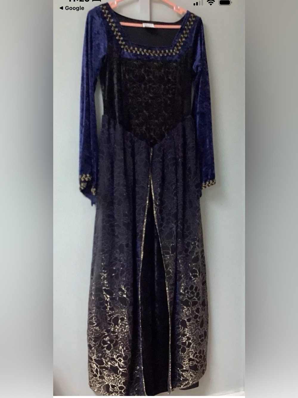 Medieval Renaissance Blue / Gold Dress costume, Women size Extra Small 0-2,